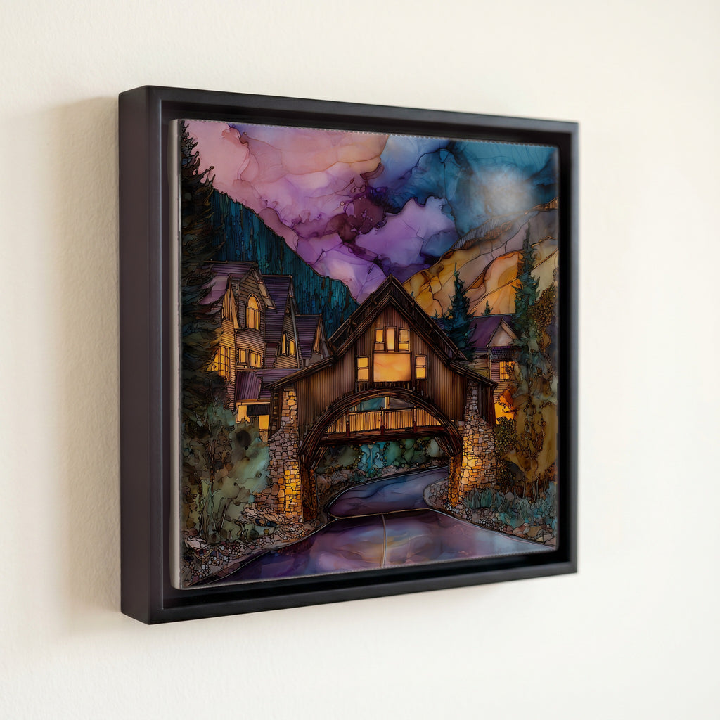 Vail Village covered bridge Eagle Valley Ceramic Art Tile — front