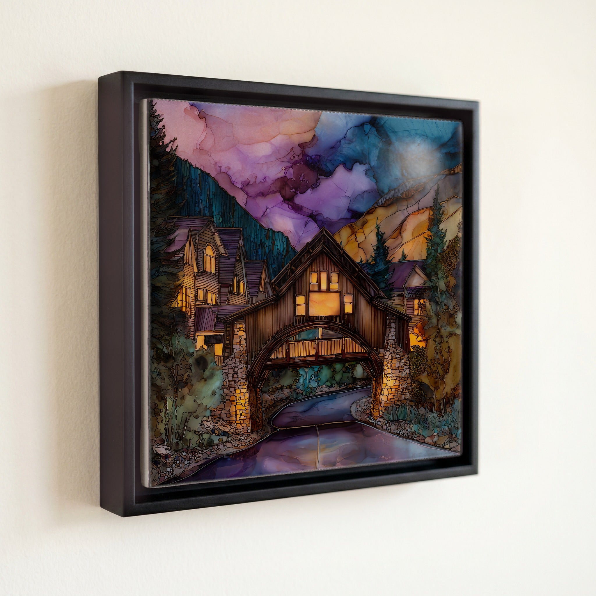Vail Village covered bridge Eagle Valley Ceramic Art Tile — front