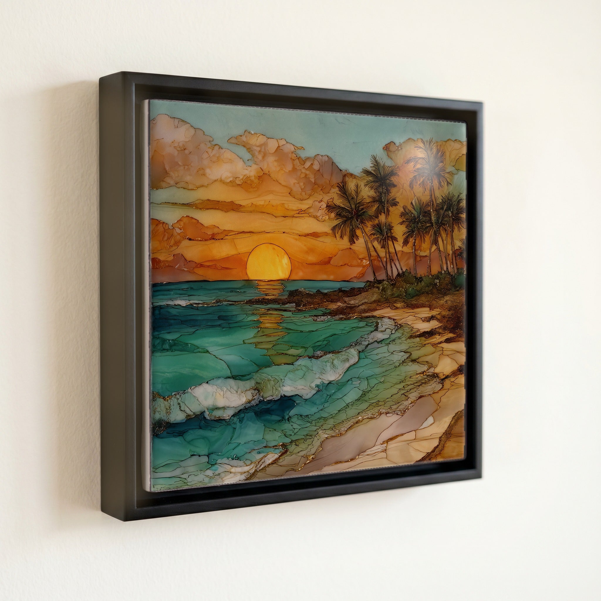 Sunset Beach Oahu Ceramic Art Tile — front
