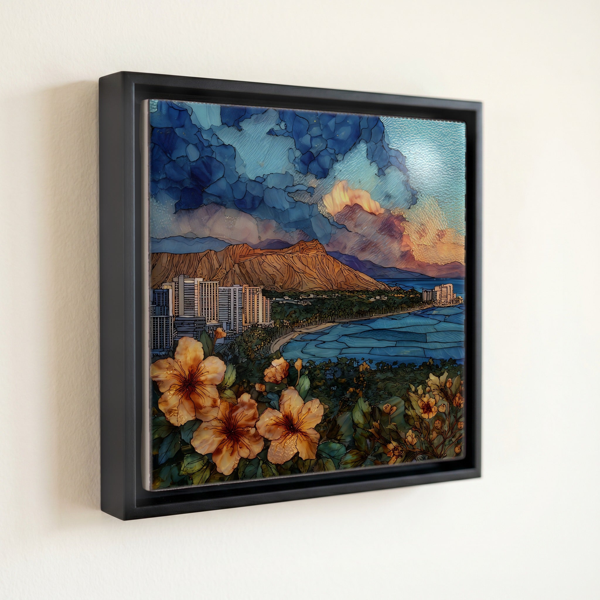 Diamond Head Summit Oahu Ceramic Art Tile — front