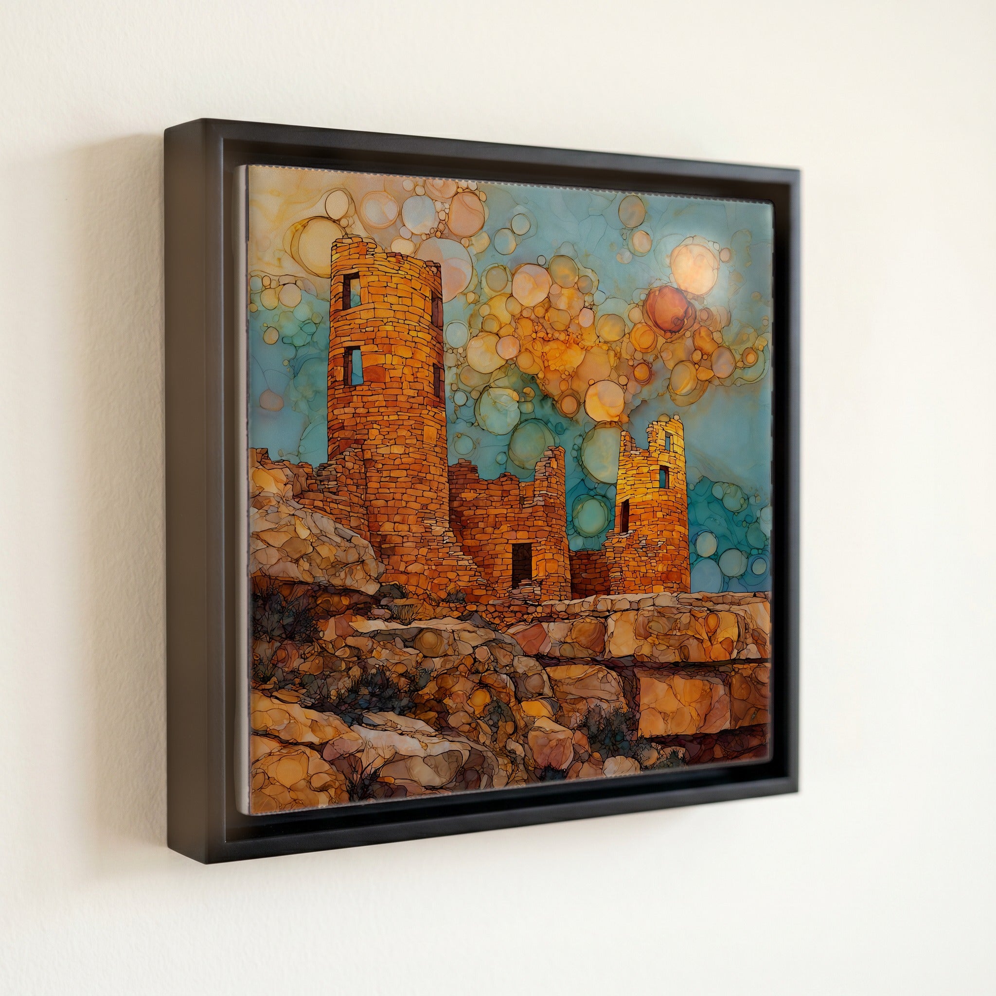 Hovenweep Holly Group Four Corners Ceramic Art Tile — front