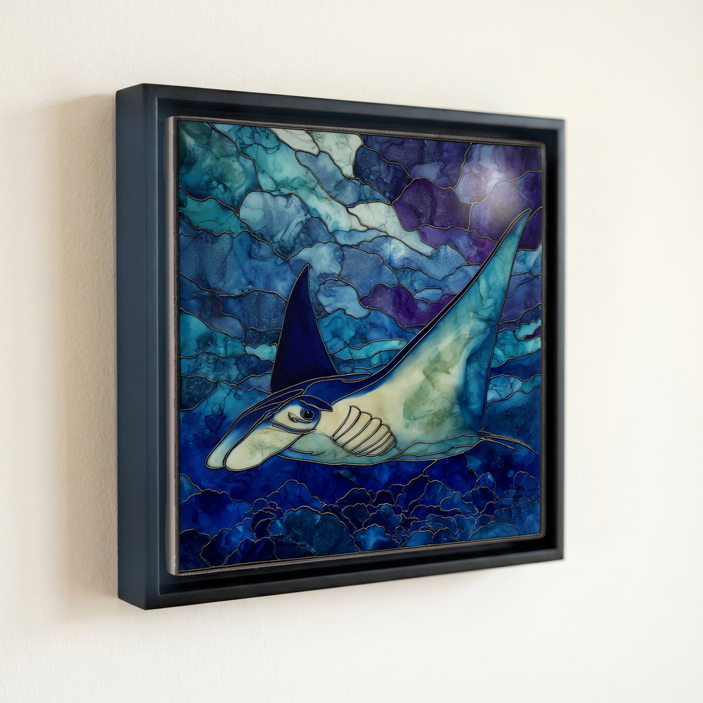 Manta Ray Kona Big Island Ceramic Art Tile — front