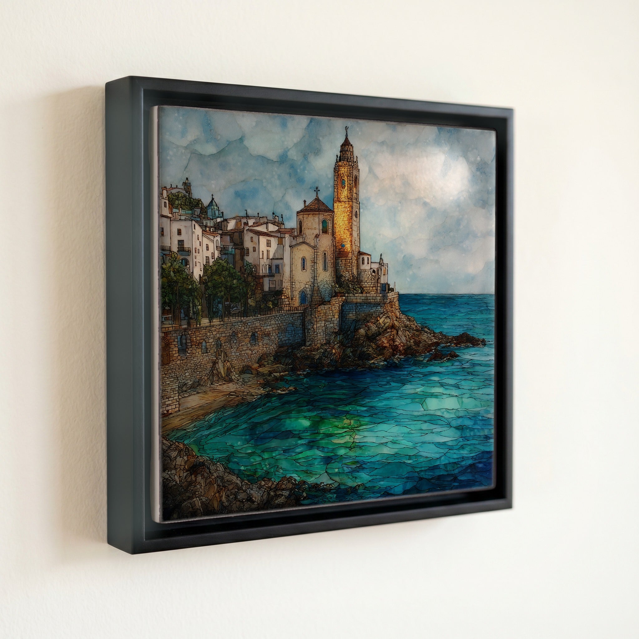 Sitges Sant Bartomeu I Santa Tecla Church on Its Sea Cliff Promontory — front
