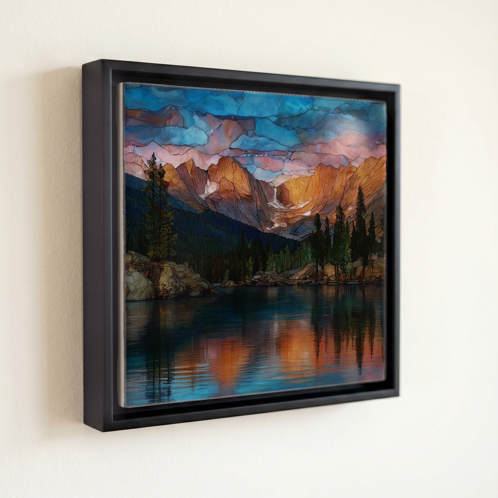 Mills Lake at dusk Rocky Mountain National Park Ceramic Art Tile — front