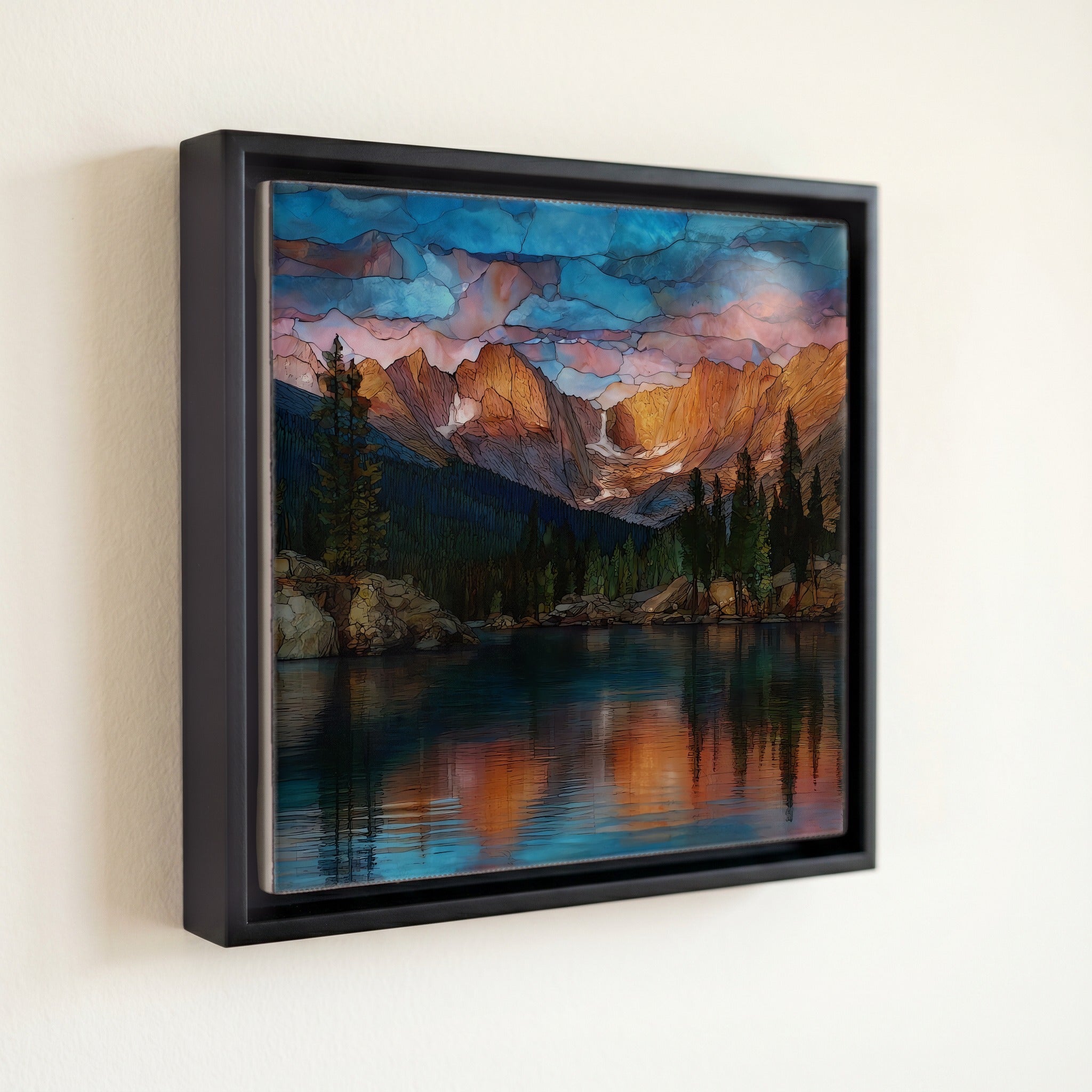 Mills Lake at dusk Rocky Mountain National Park Ceramic Art Tile — front