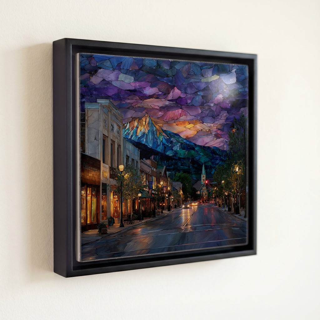Estes Park downtown twilight Front Range Ceramic Art Tile — front