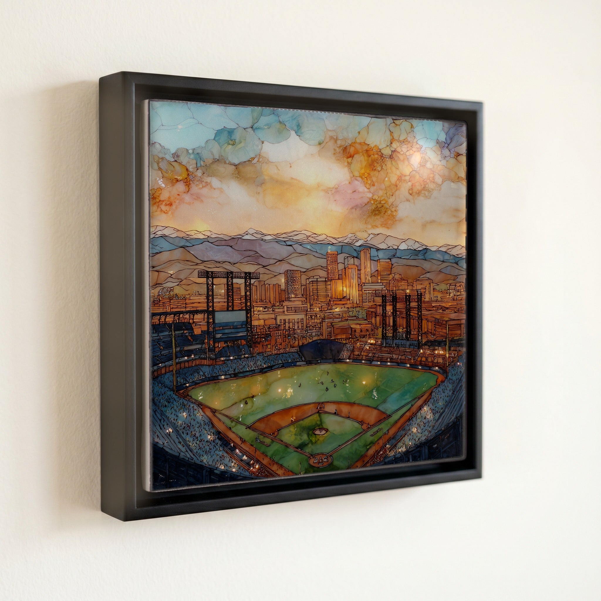 Coors Field with skyline Denver Metro Ceramic Art Tile — front