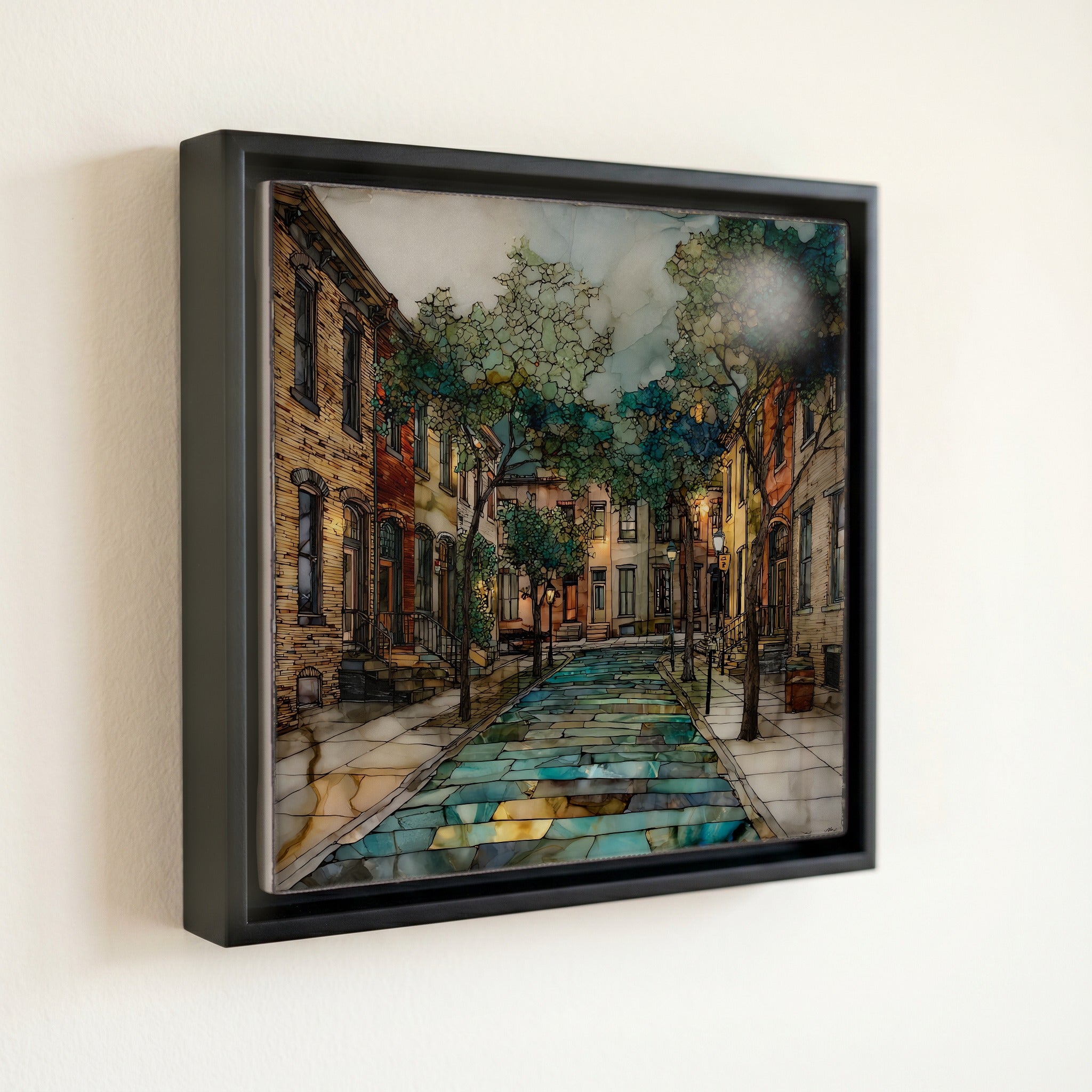 a Fells Point Belgian block street — front