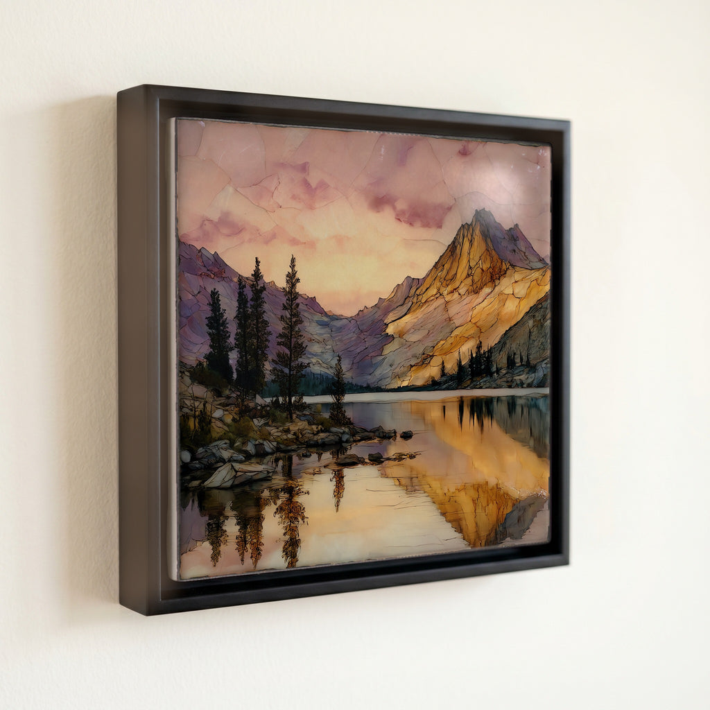 Bear Lake reflection of Hallett Peak Rocky Mountain National Park Ceramic Art Tile — front