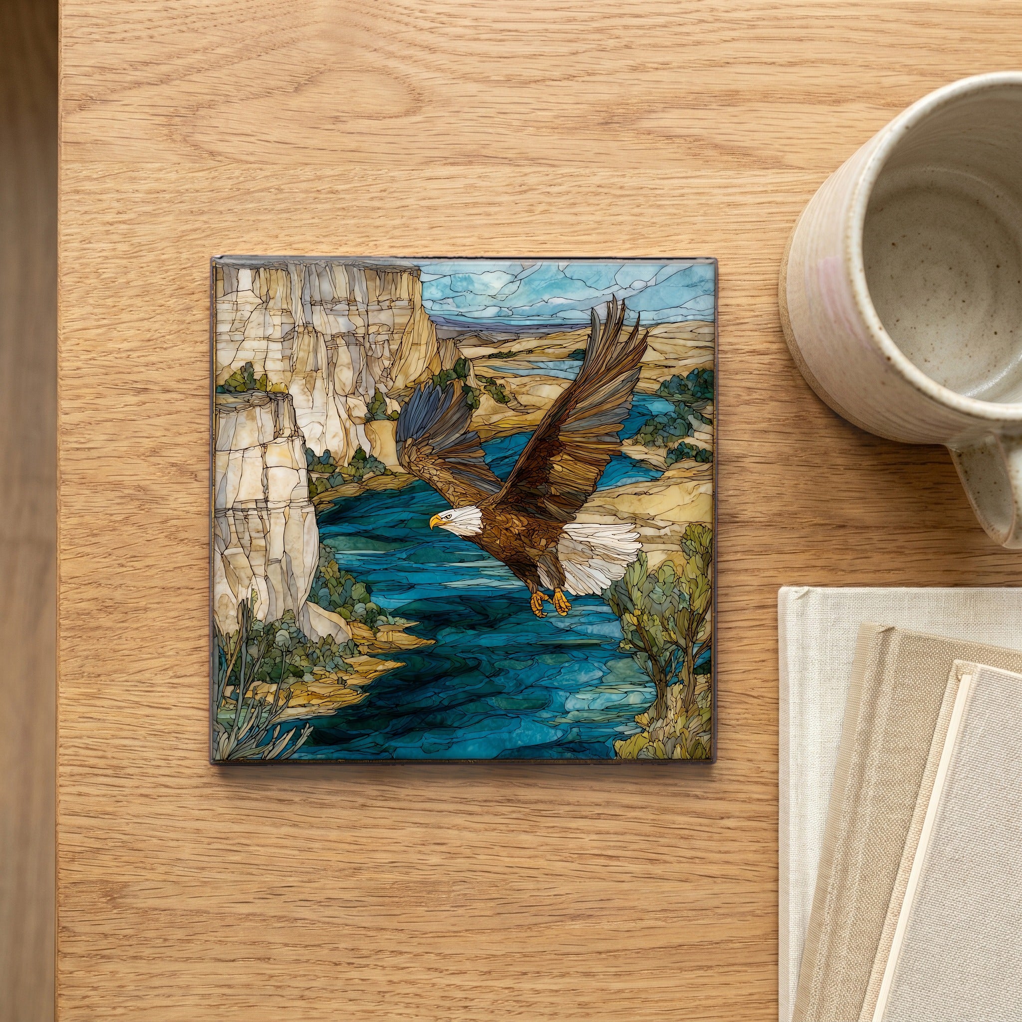 a bald eagle banking — scale