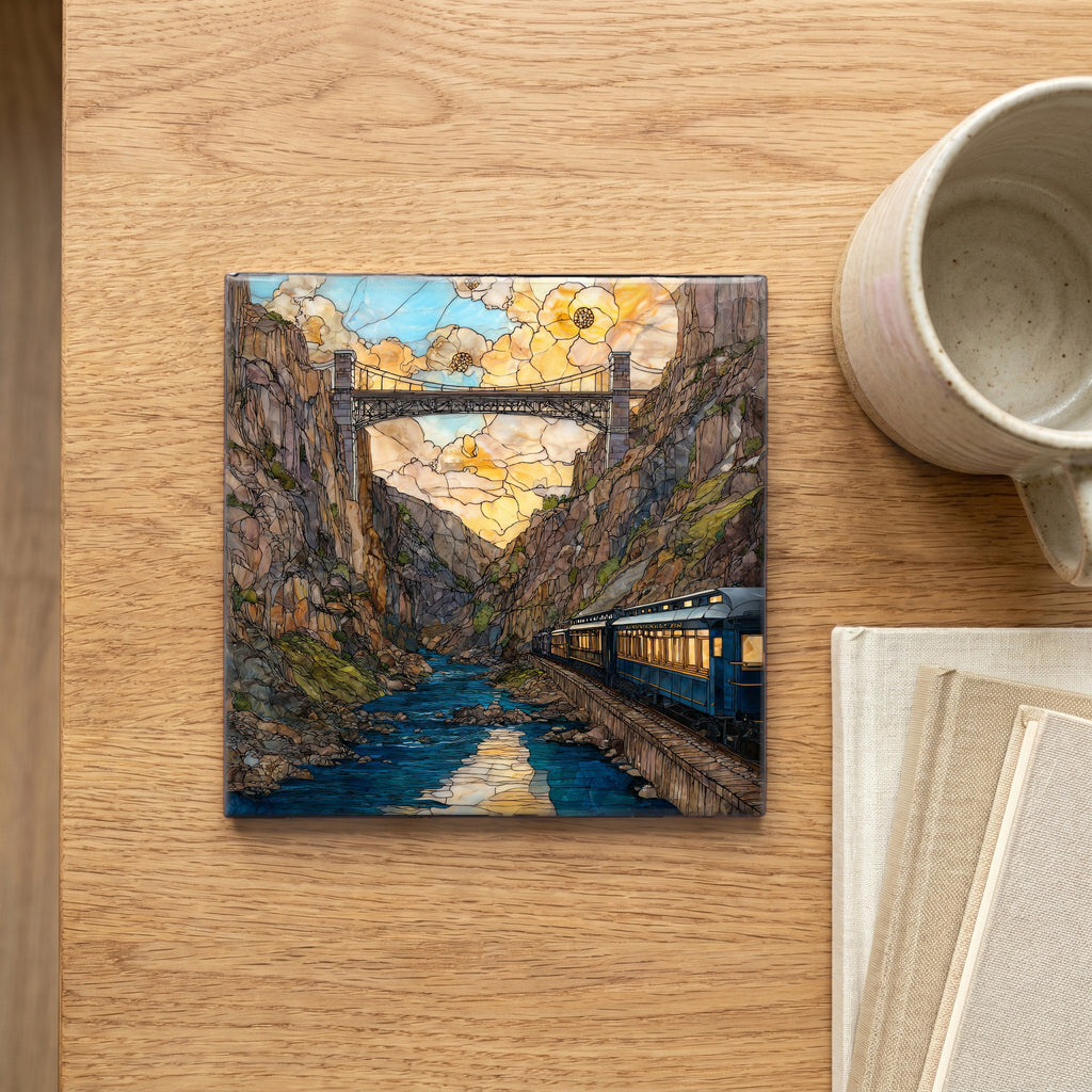 Royal Gorge Route train Ceramic Art Tile — scale