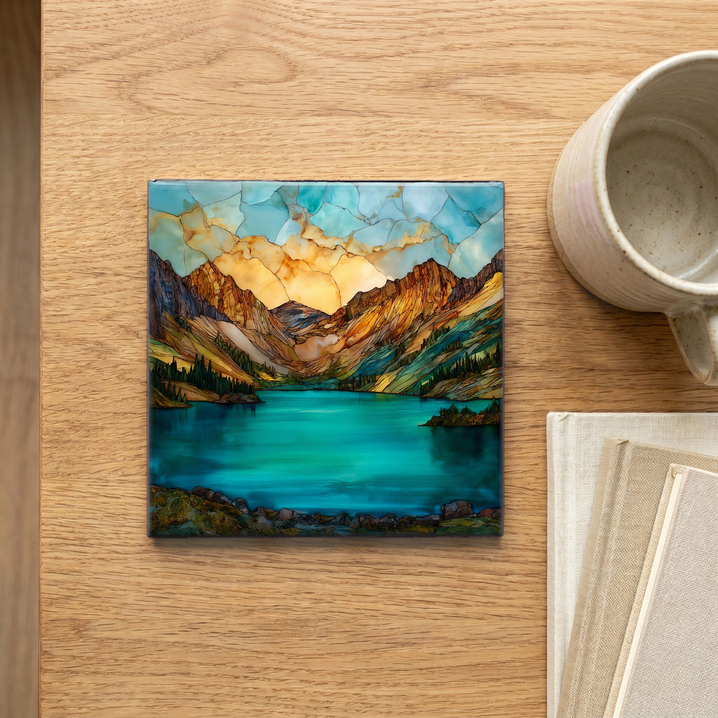 Ice Lake Basin turquoise San Juans Ceramic Art Tile — scale