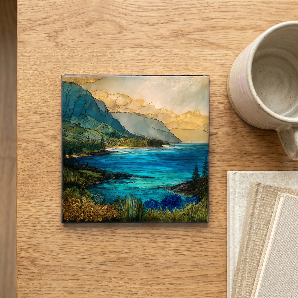 Wainiha Bay Kauai Ceramic Art Tile — scale