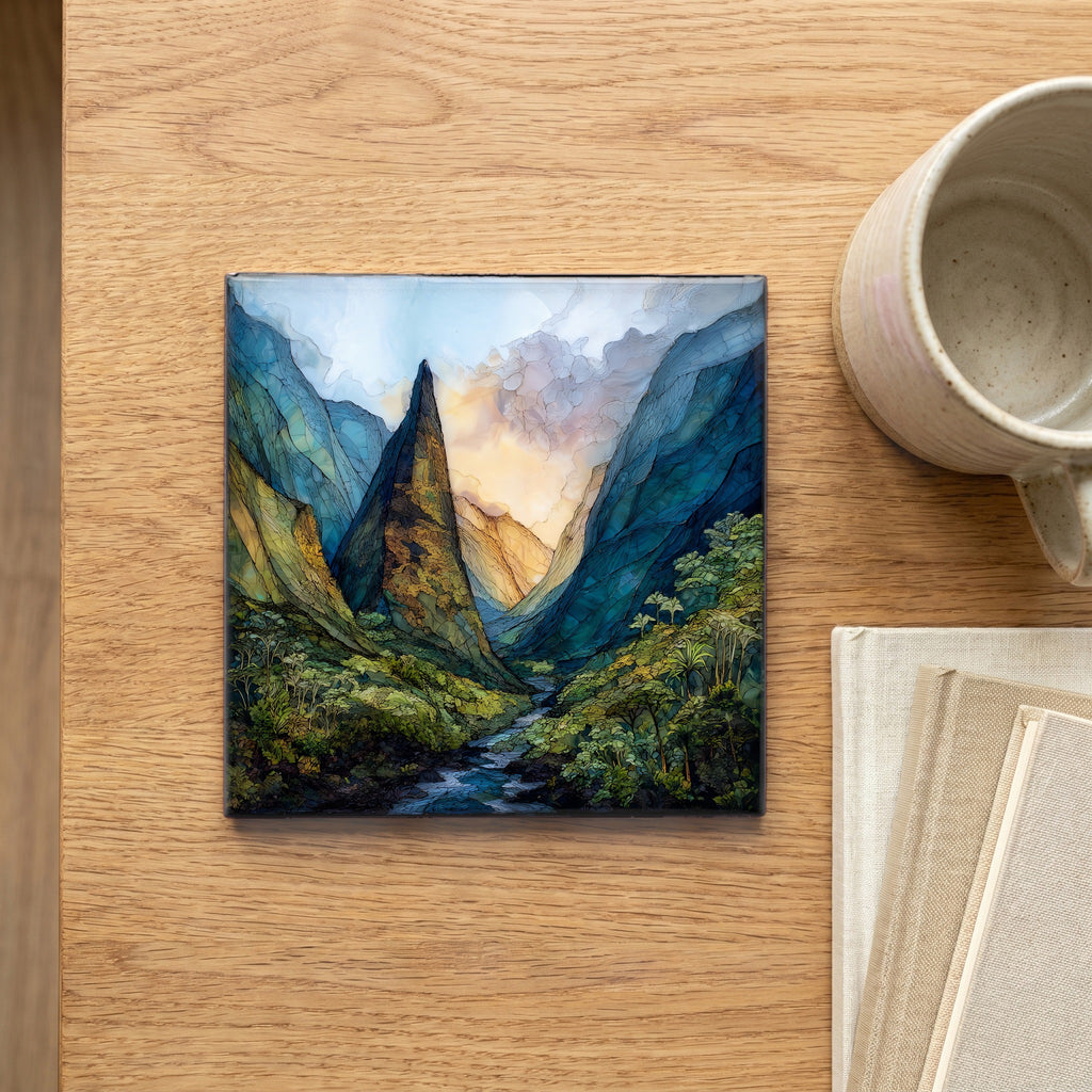 Iao Needle Maui Ceramic Art Tile — scale