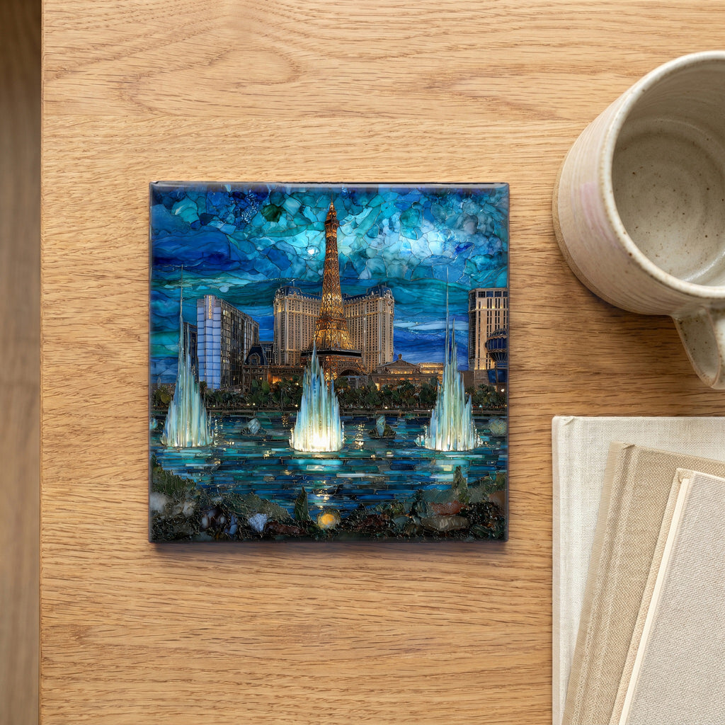 the Bellagio fountains on the Las — scale