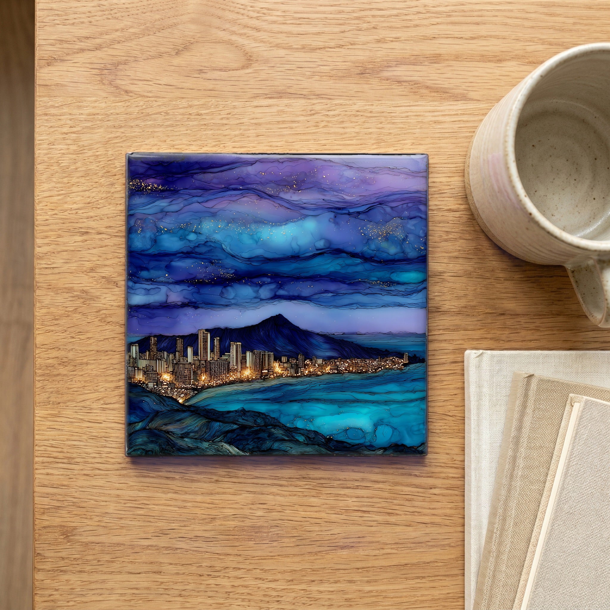 Tantalus Lookout Oahu Ceramic Art Tile — scale