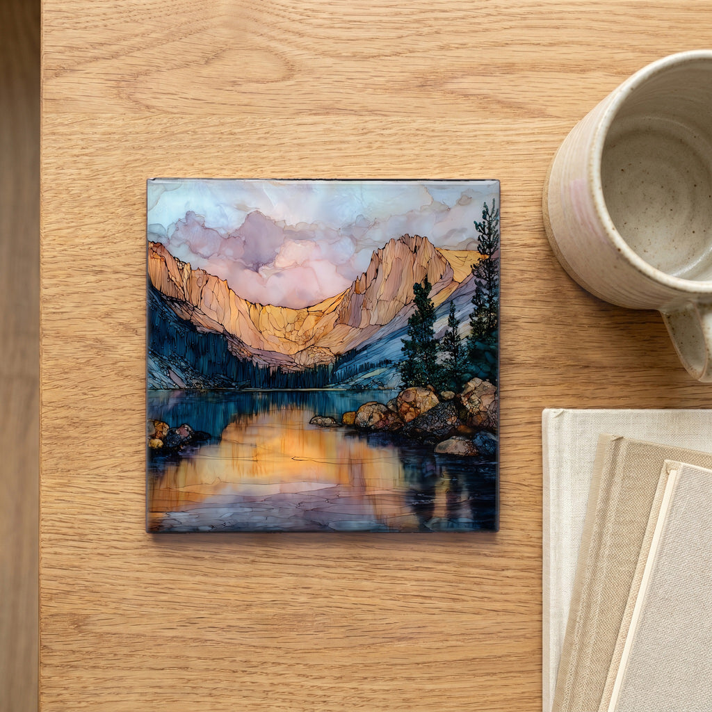 Dream Lake Rocky Mountain National Park Ceramic Art Tile — scale