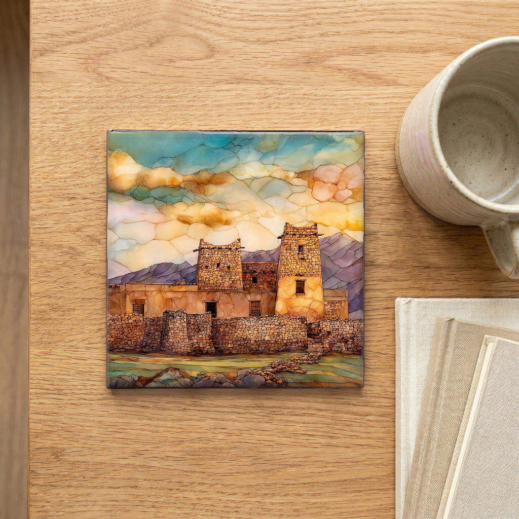 Bents Old Fort Ceramic Art Tile — scale