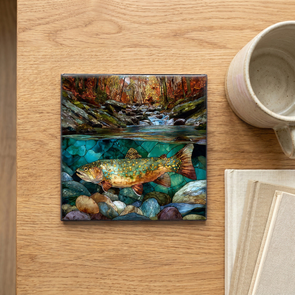 a native brook trout resting in — scale