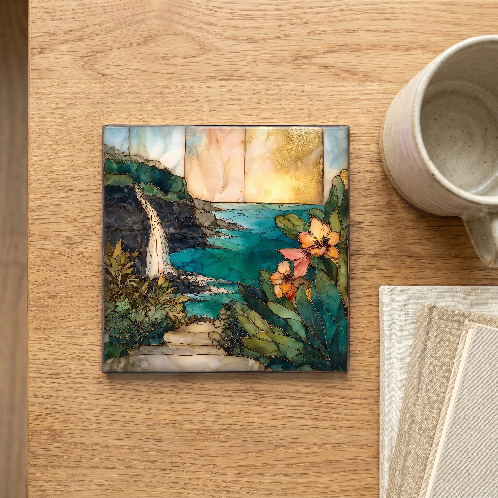 Onomea Bioreserve Big Island Ceramic Art Tile — scale