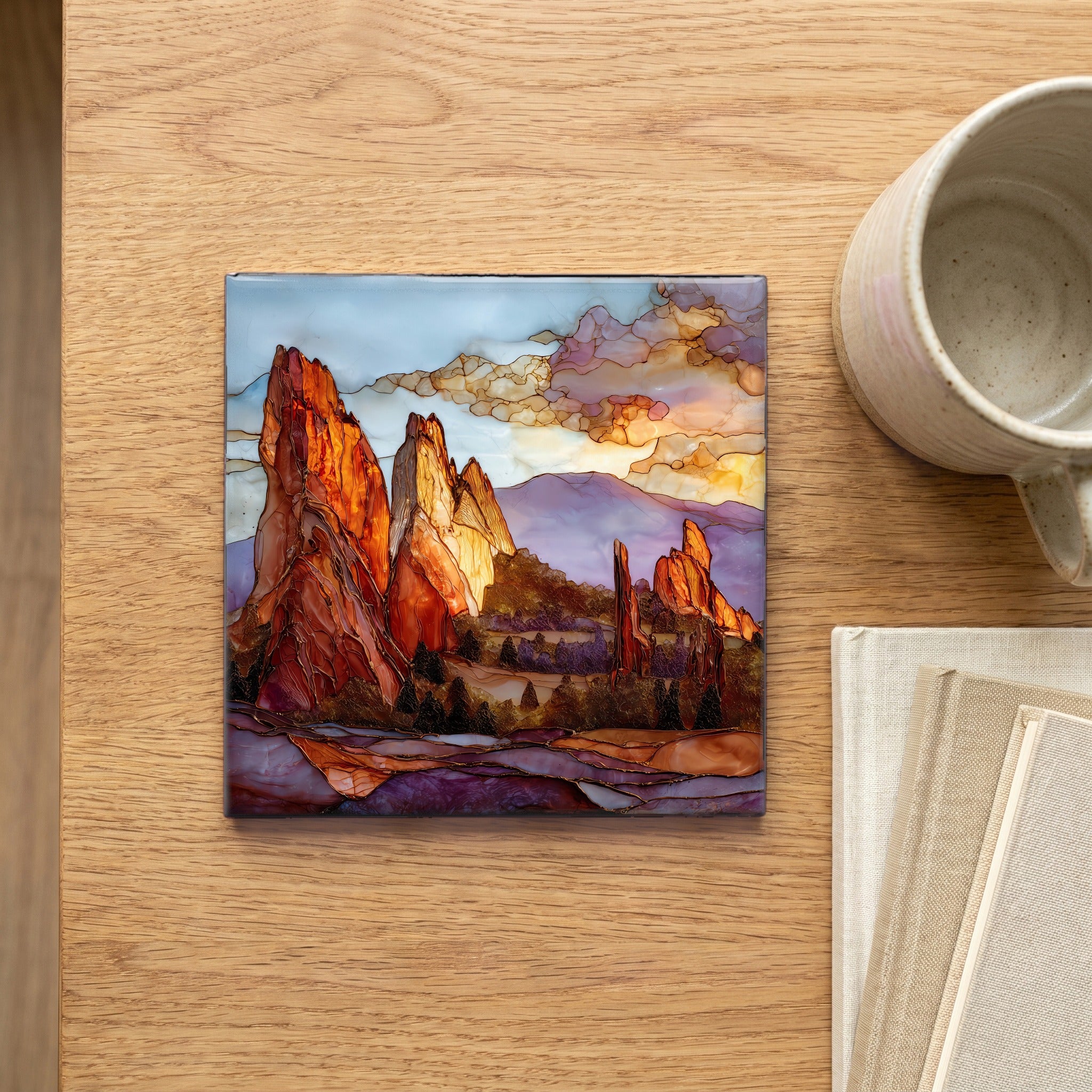 Kissing Camels Garden of the Gods Front Range Ceramic Art Tile — scale