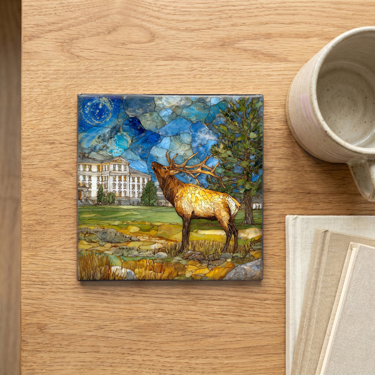 a six-point bull elk bugling on — scale