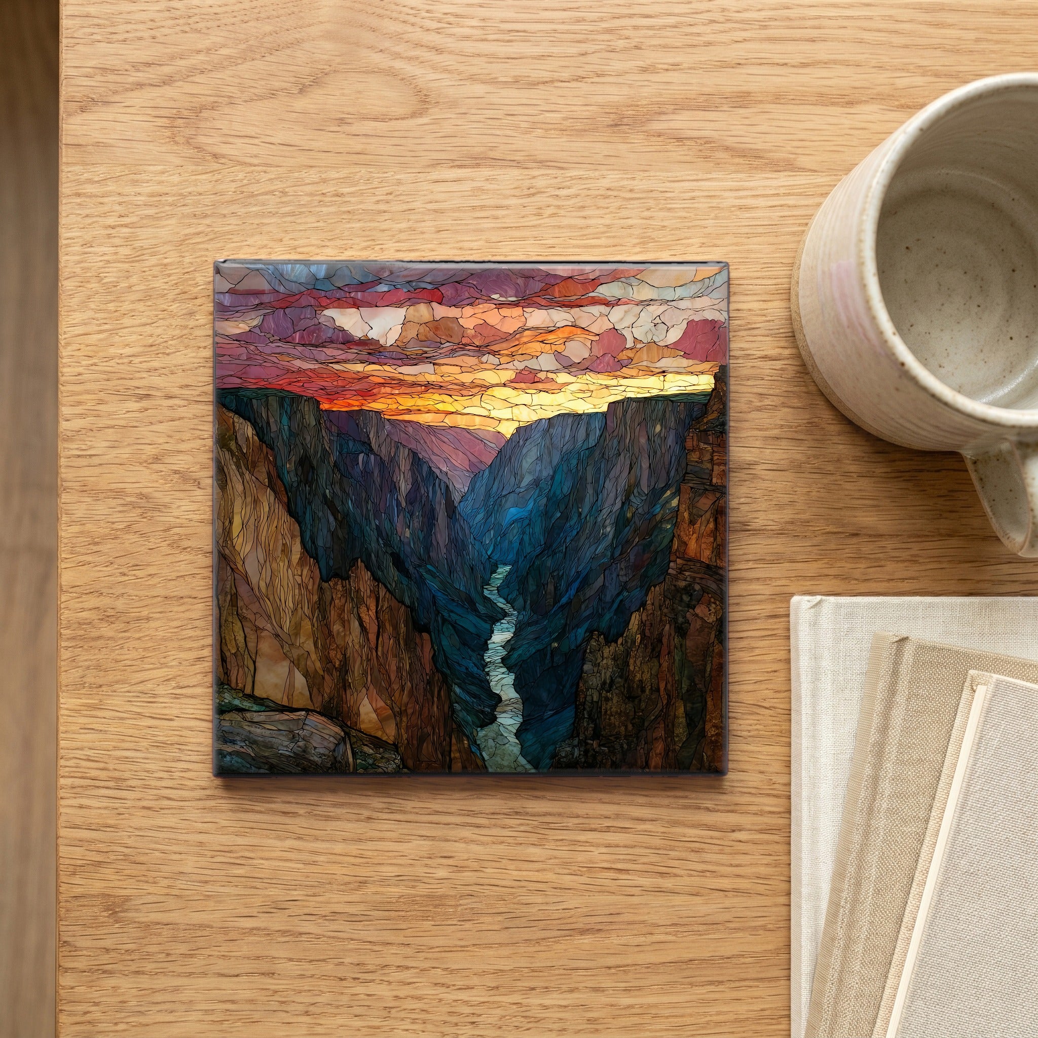 Sunset View Tomichi Point Black Canyon NP Ceramic Art Tile — scale