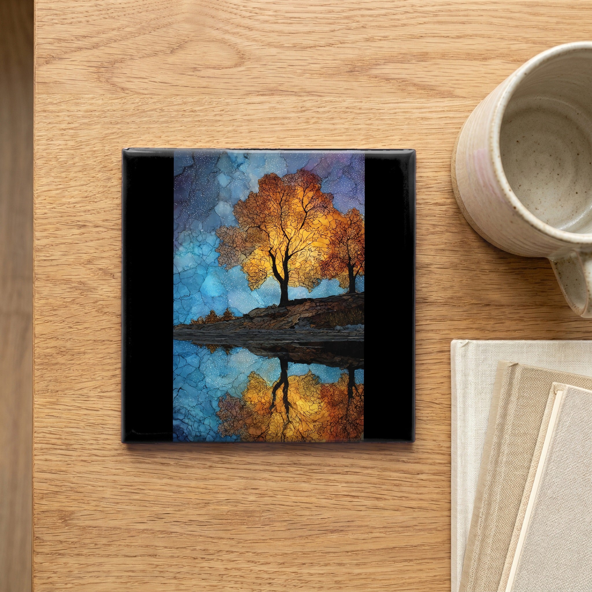 Iowa autumn maple along the Mississippi River — scale