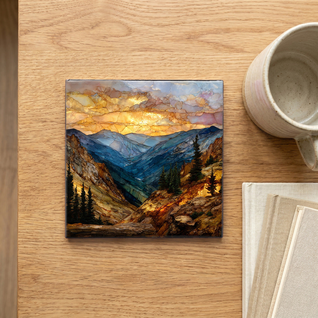 Forest Canyon overlook Rocky Mountain National Park Ceramic Art Tile — scale