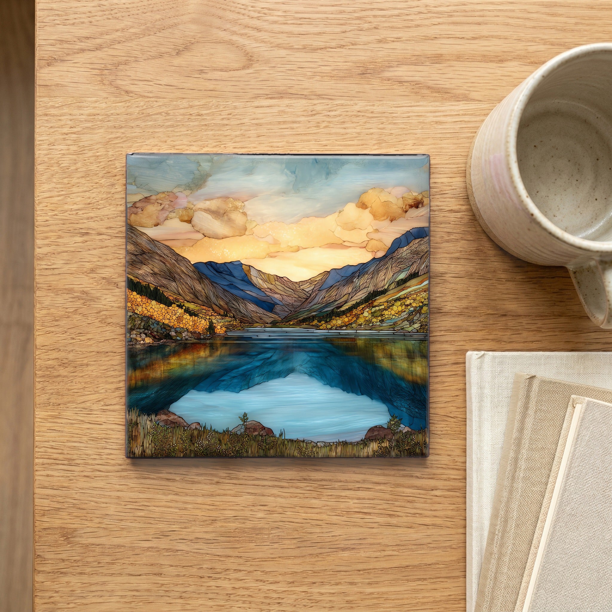 Twin Lakes below Mt Elbert Sawatch Range Ceramic Art Tile — scale
