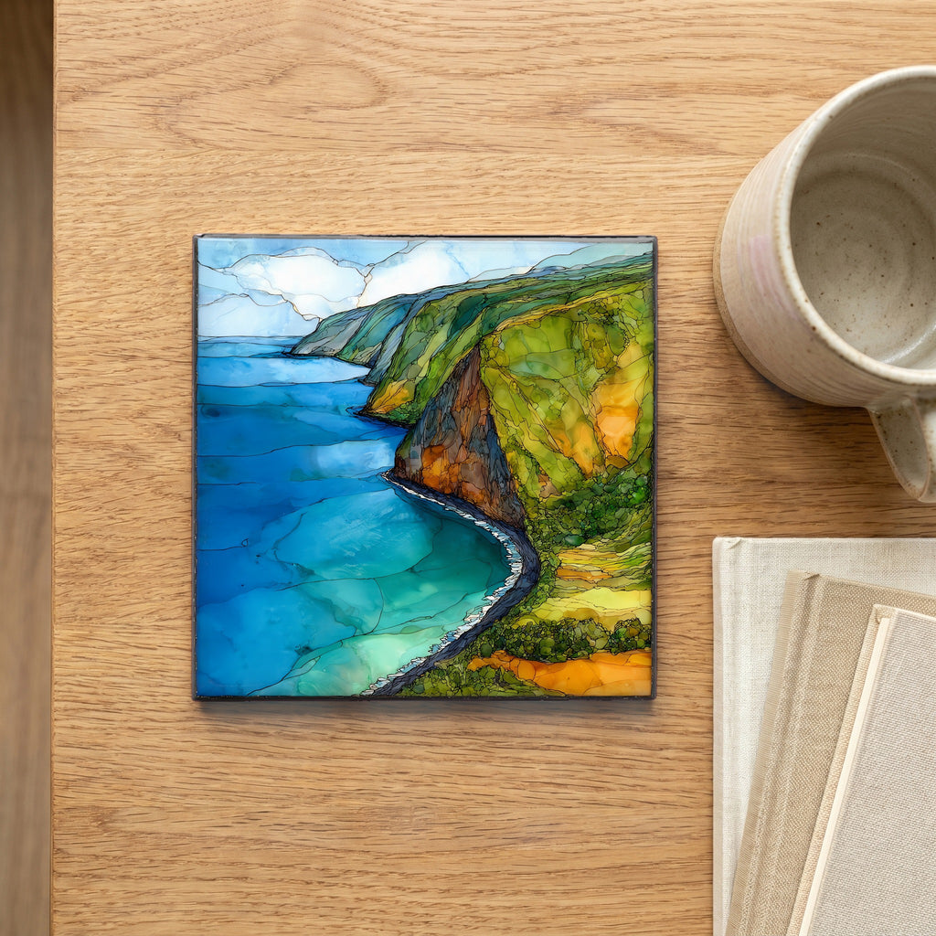 Honomanu Bay Maui Ceramic Art Tile — scale