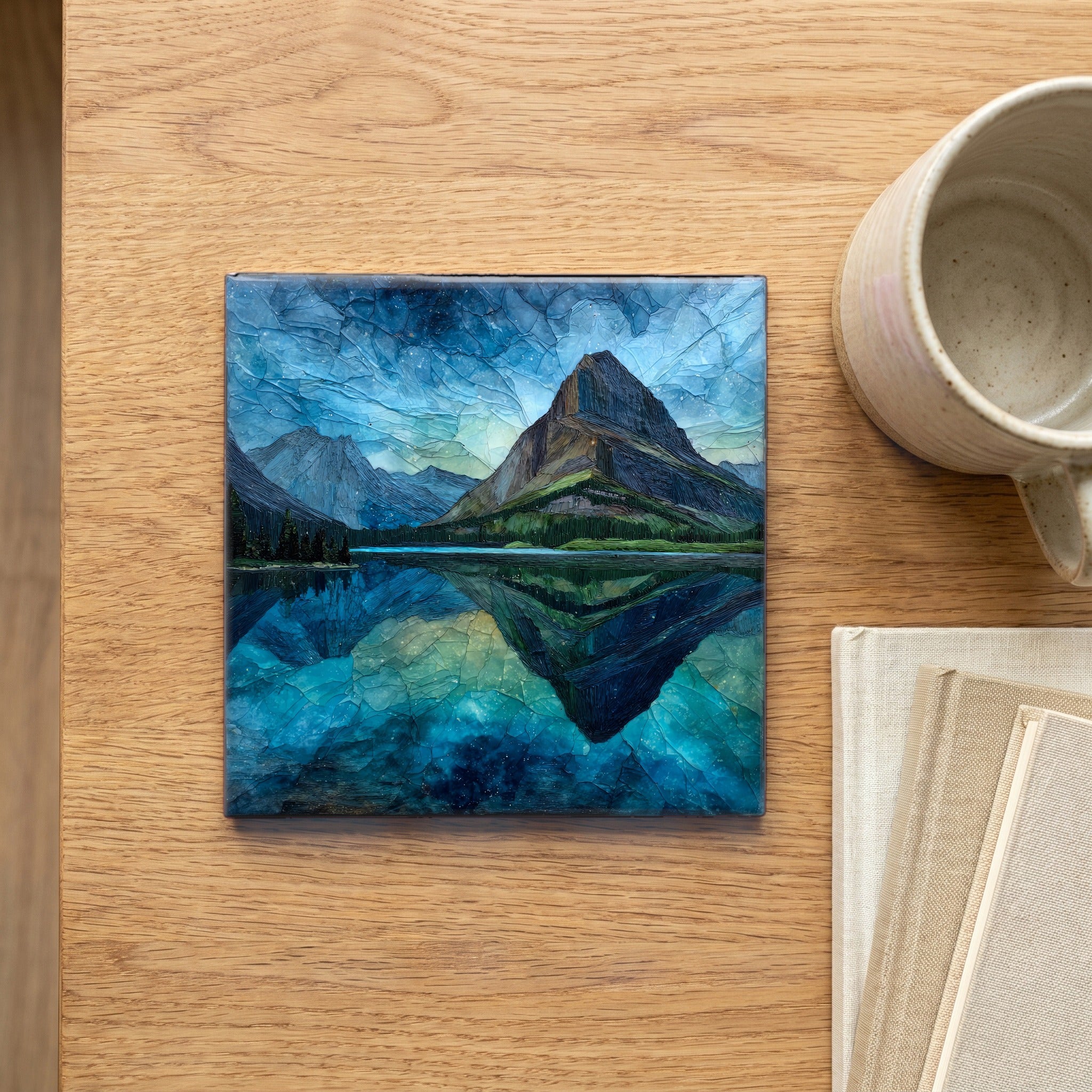 Swiftcurrent Lake reflecting the — scale