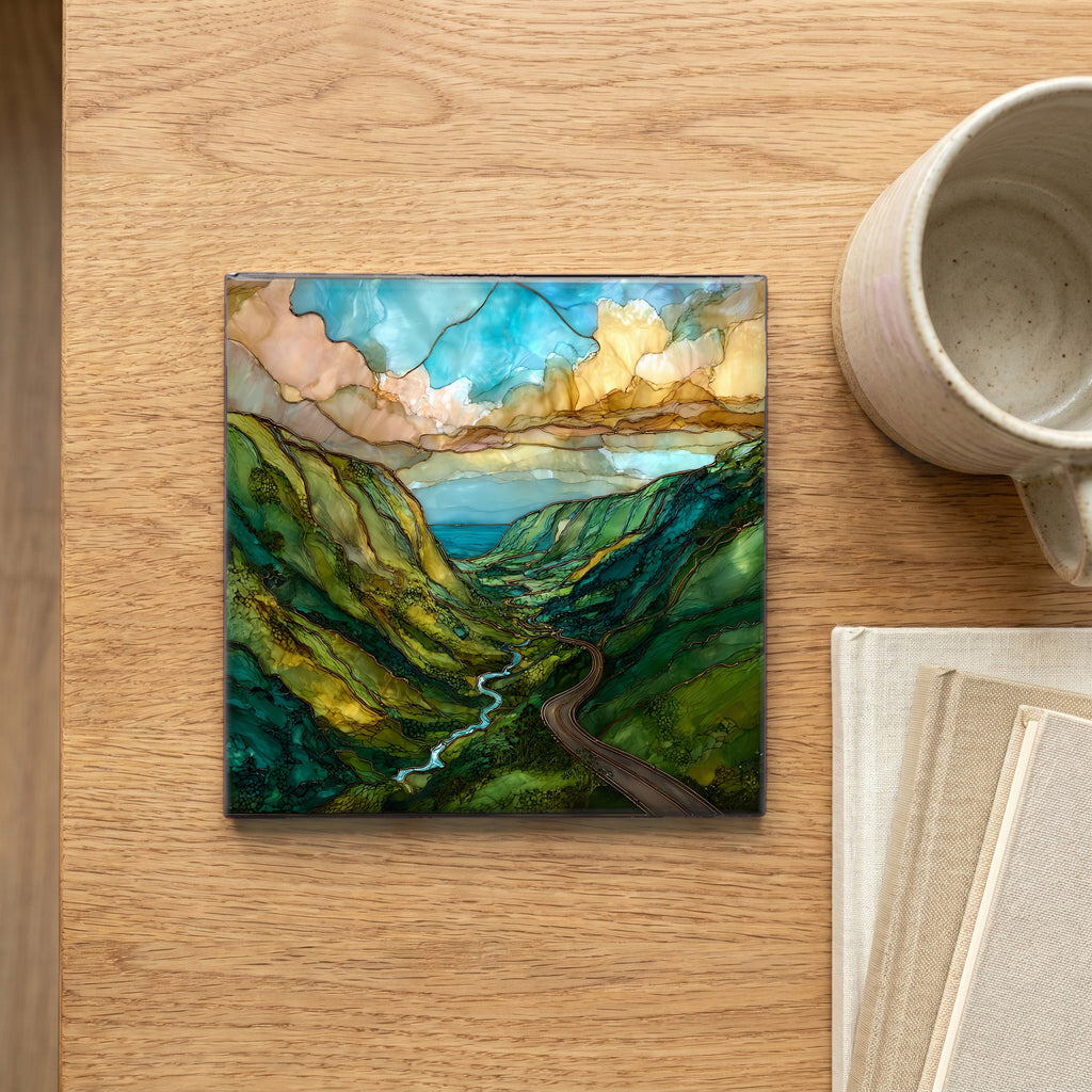 Hamakua Cane Road Big Island Ceramic Art Tile — scale