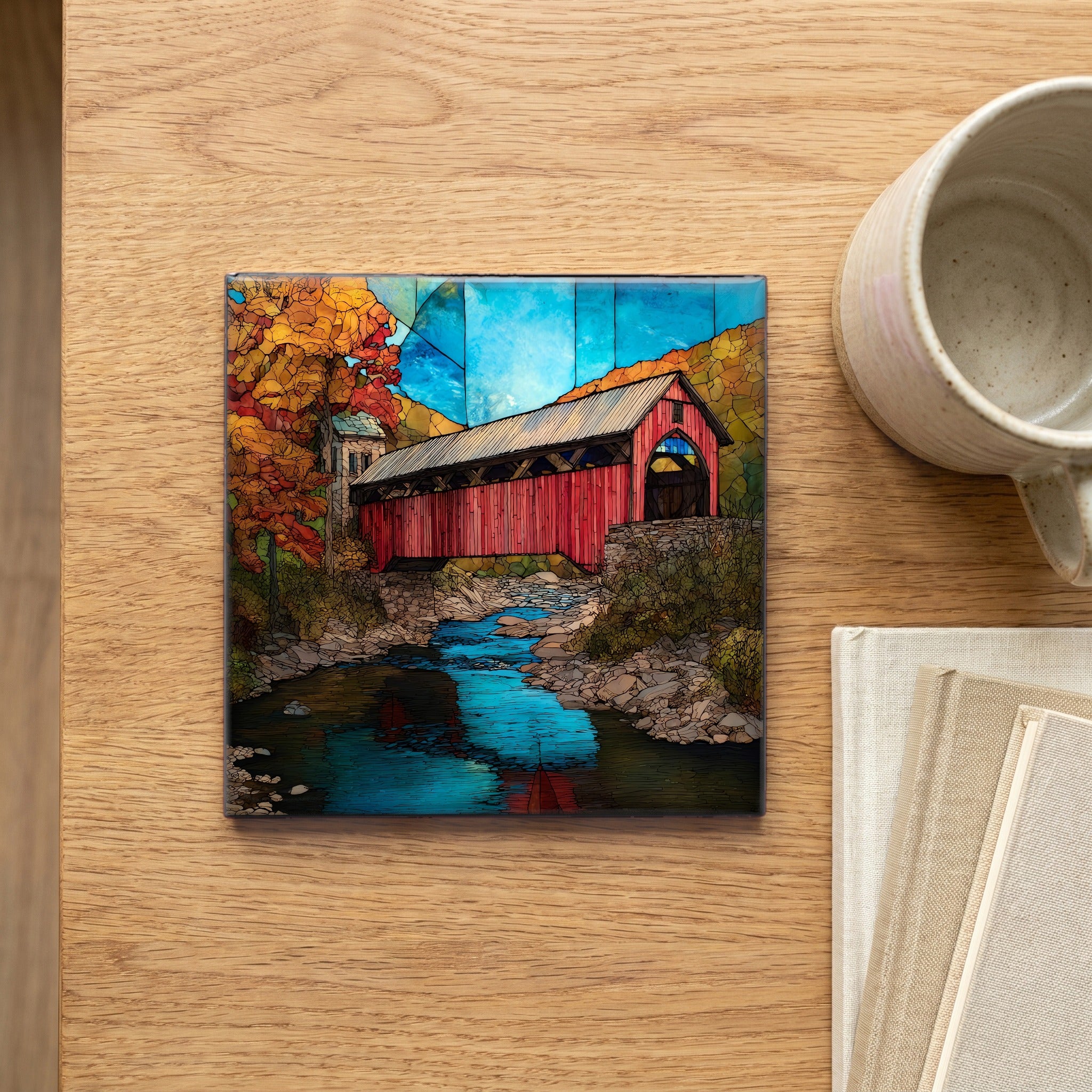 the Quechee covered bridge over the — scale