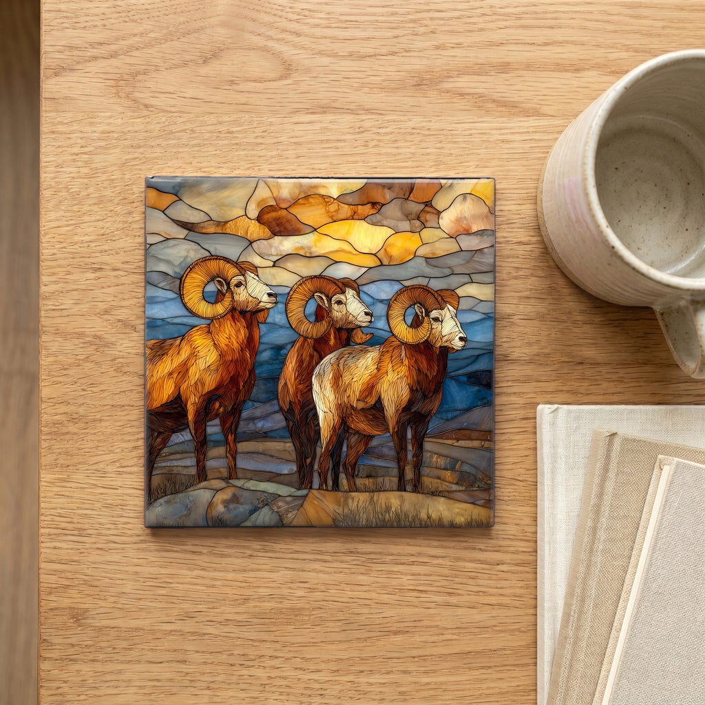 Bighorn sheep Mount Evans Front Range Ceramic Art Tile — scale