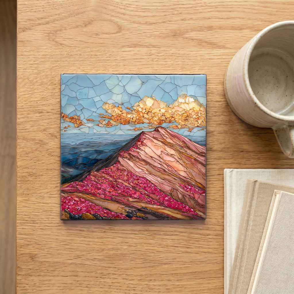 Pikes Peak summit Front Range Ceramic Art Tile — scale