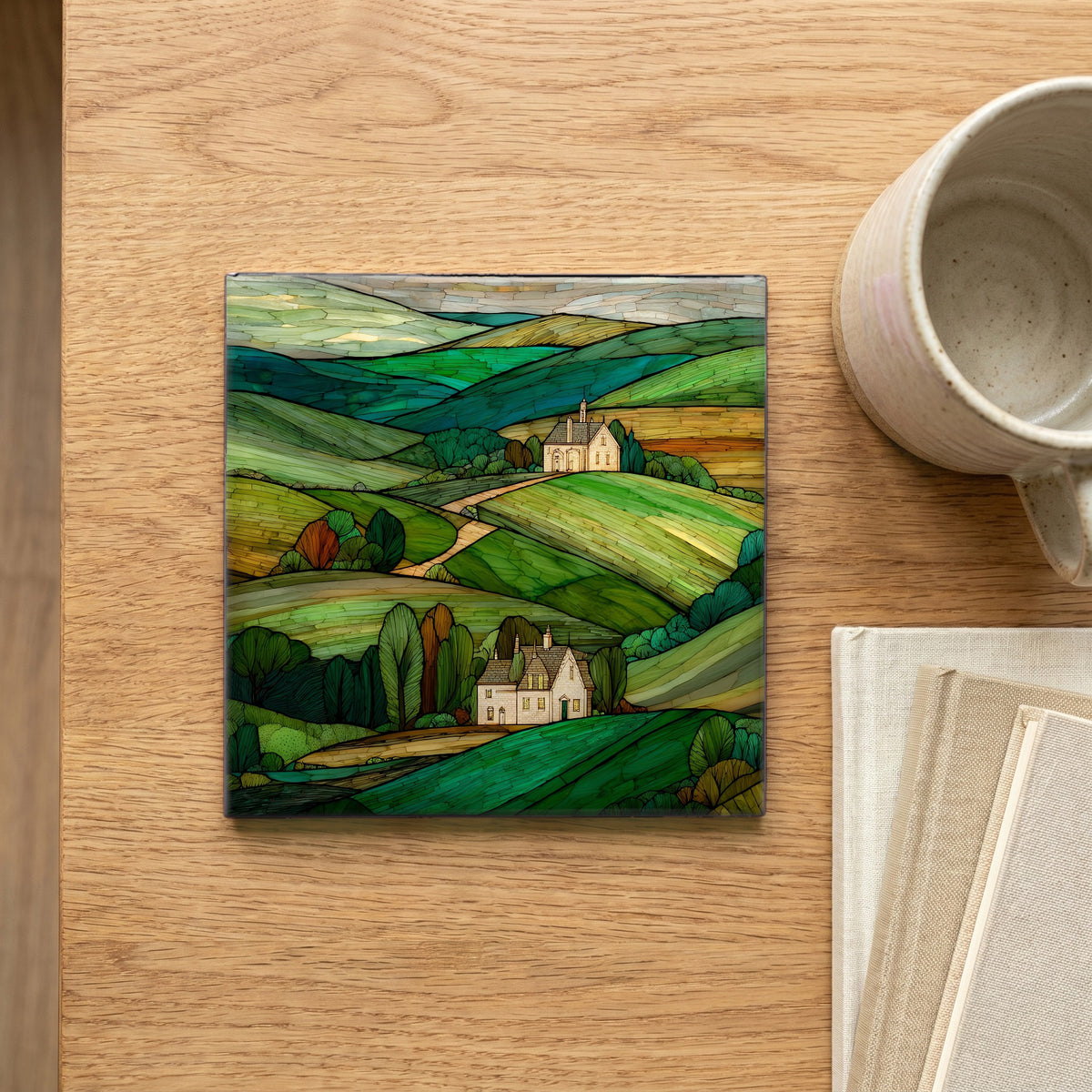 the Stone City Grant Wood landscape — scale