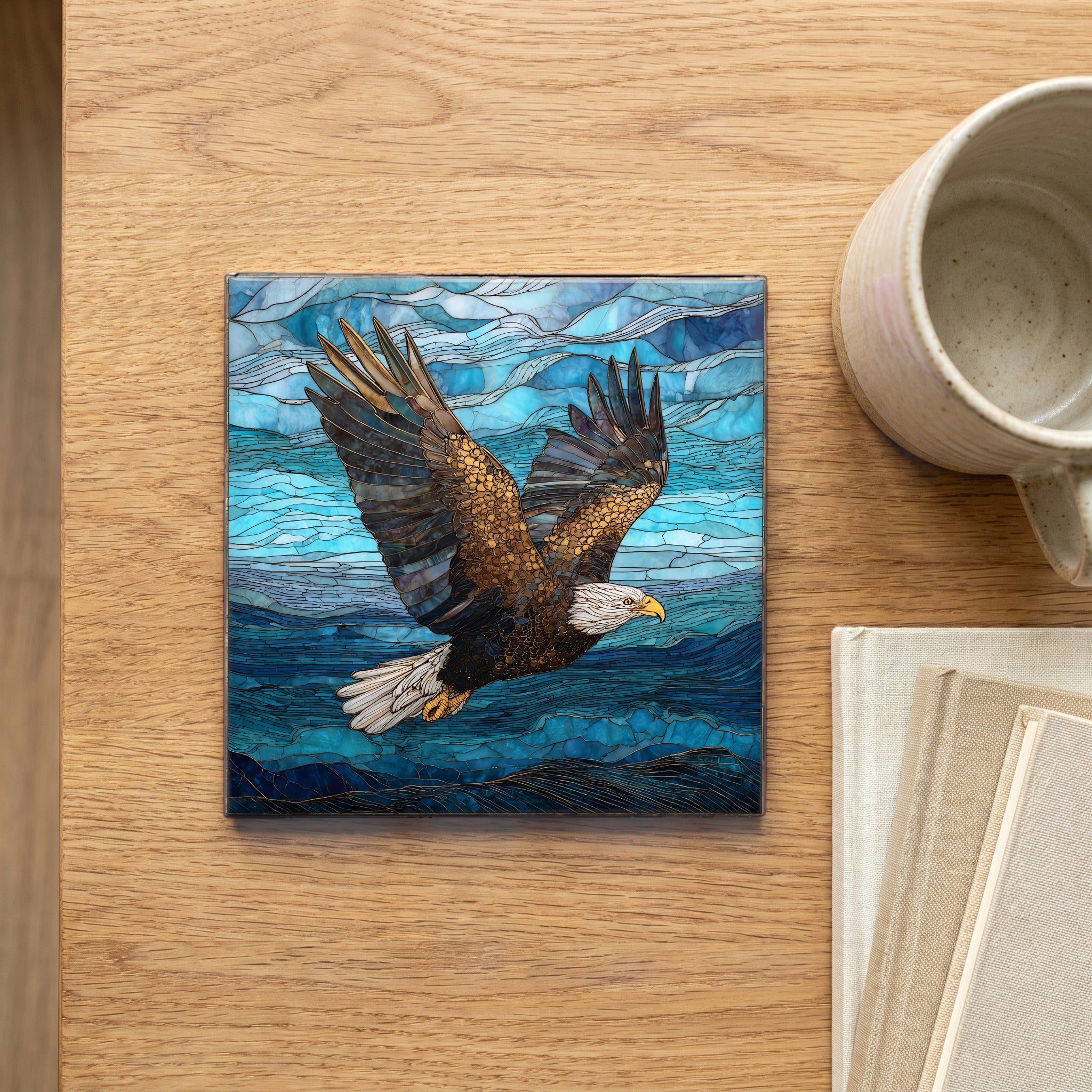 a bald eagle soaring — scale