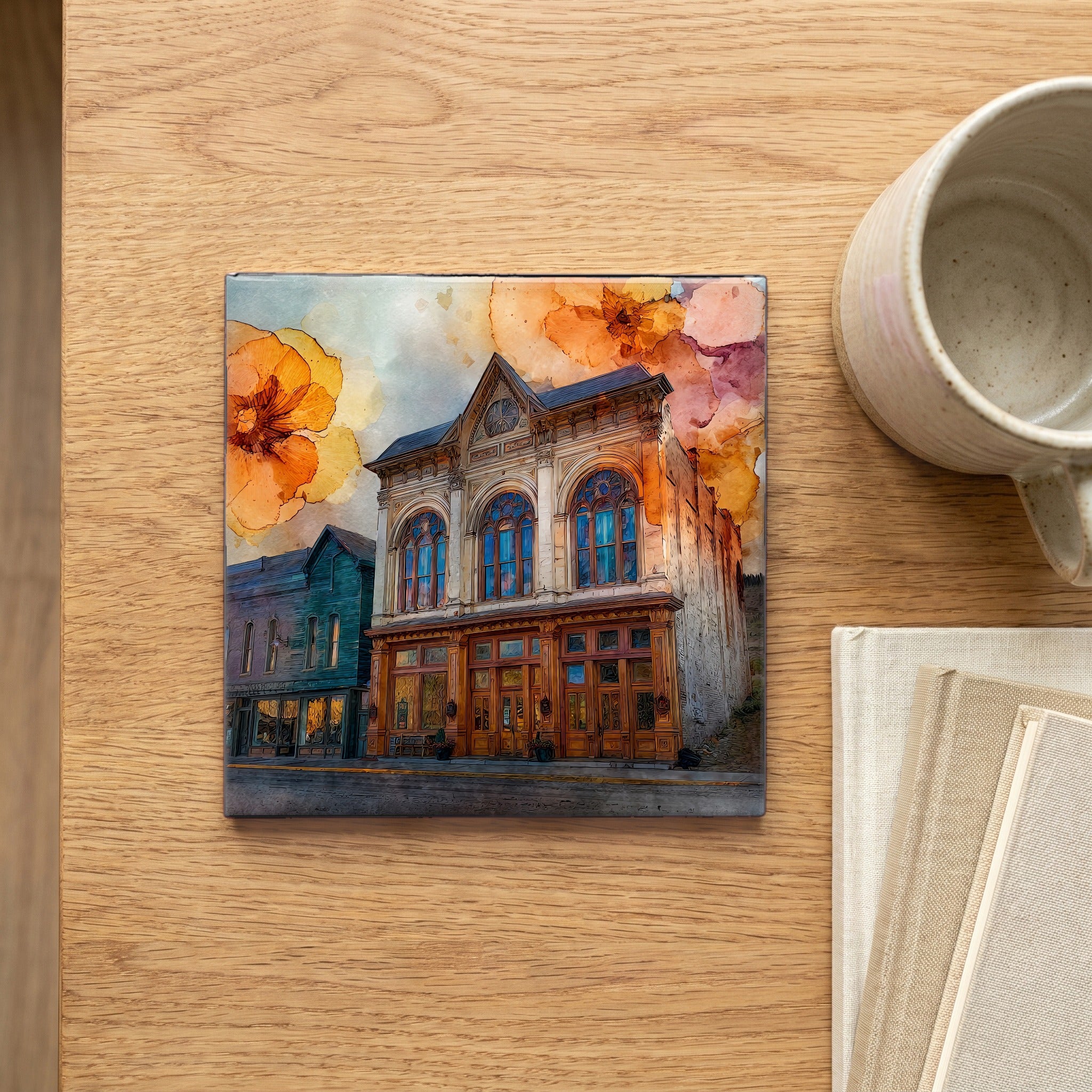 Tabor Opera House Leadville Sawatch Range Ceramic Art Tile — scale