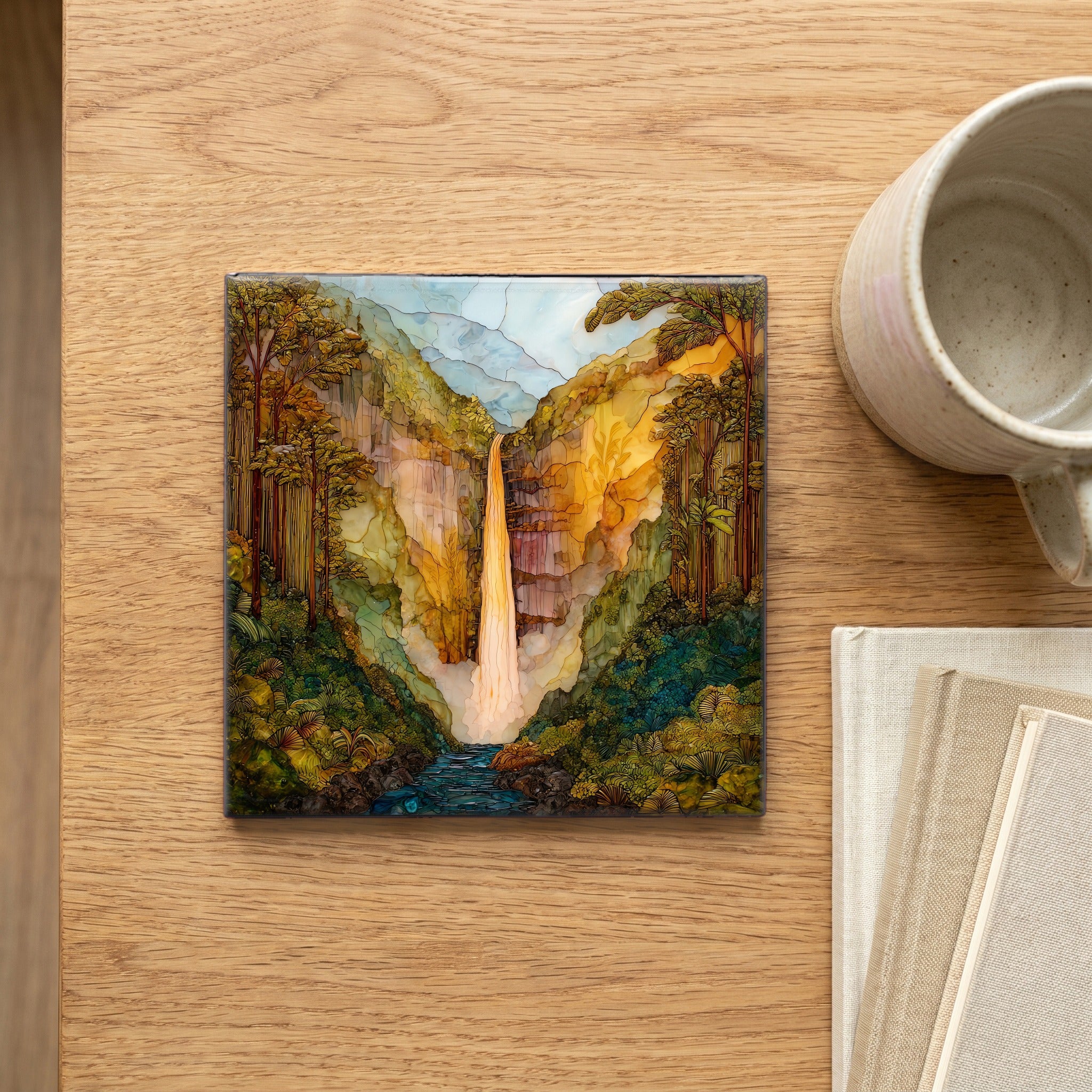 Akaka Falls Big Island Ceramic Art Tile — scale