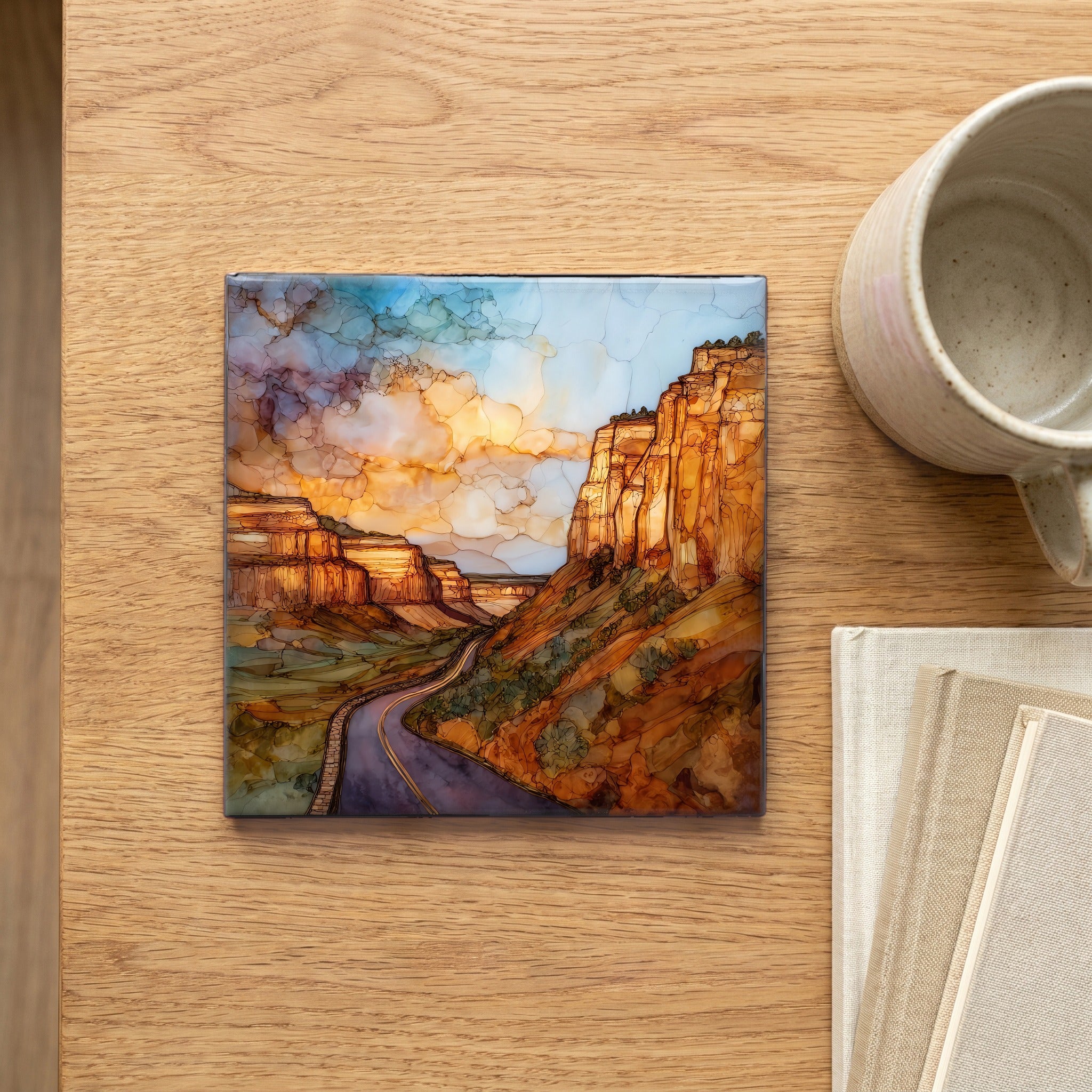 Rim Rock Drive Colorado NM Ceramic Art Tile — scale
