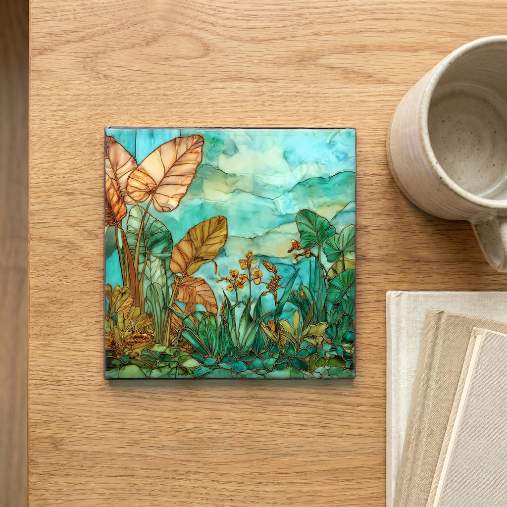 Wahiawa Botanical Oahu Ceramic Art Tile — scale