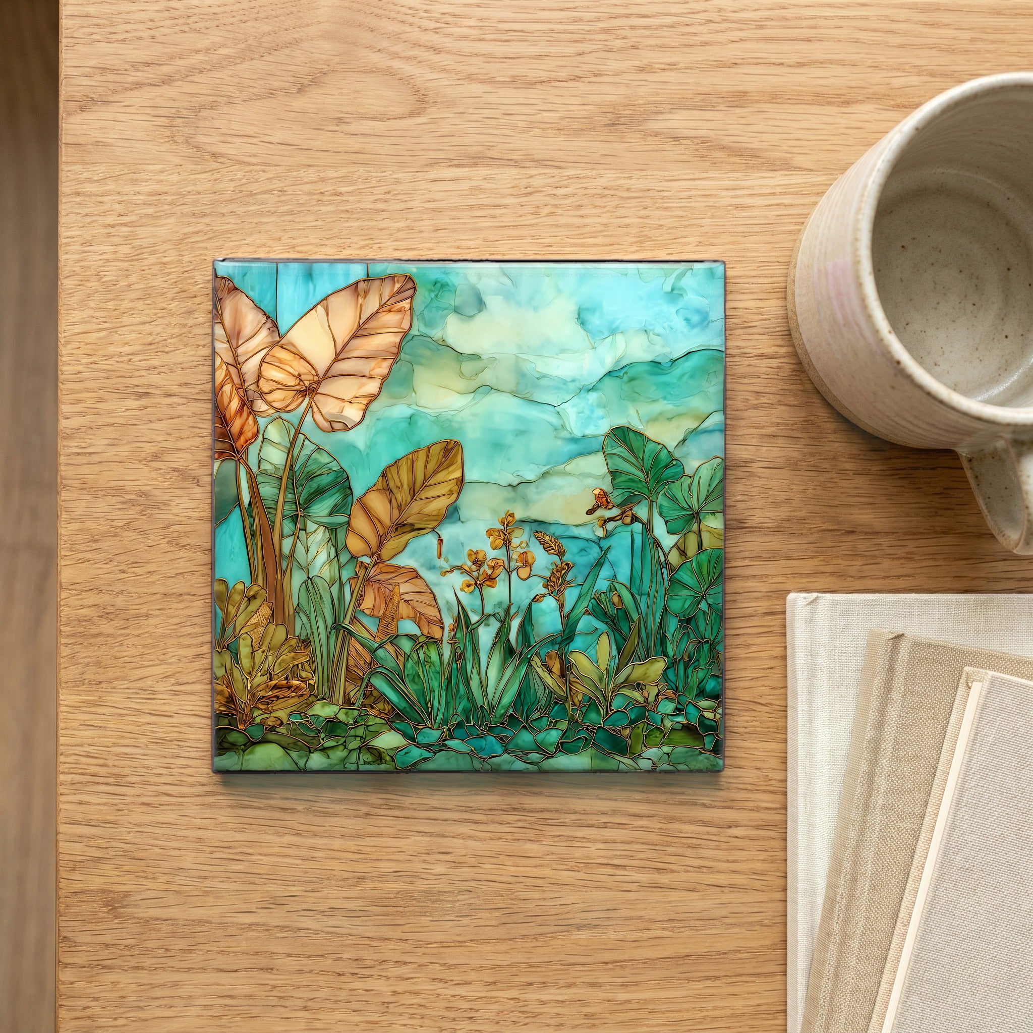 Wahiawa Botanical Oahu Ceramic Art Tile — scale