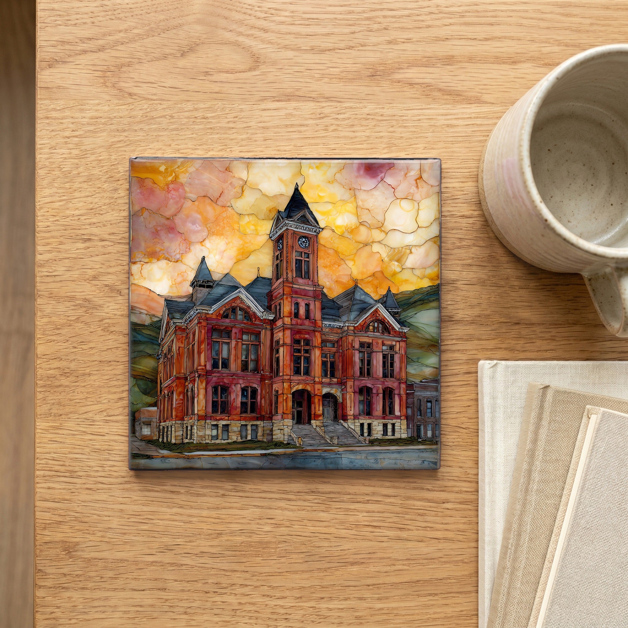 Cripple Creek courthouse Front Range Ceramic Art Tile — scale