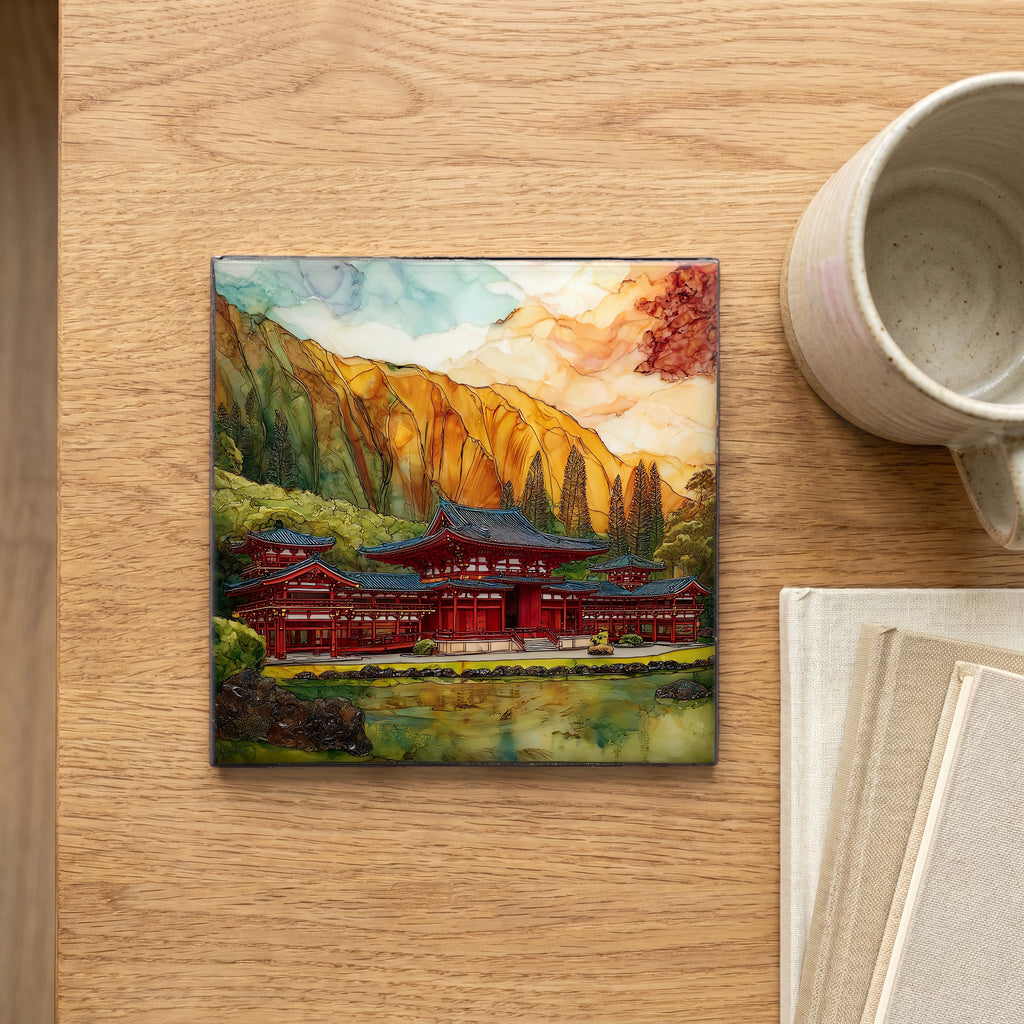 Byodo-In Temple Oahu Ceramic Art Tile — scale