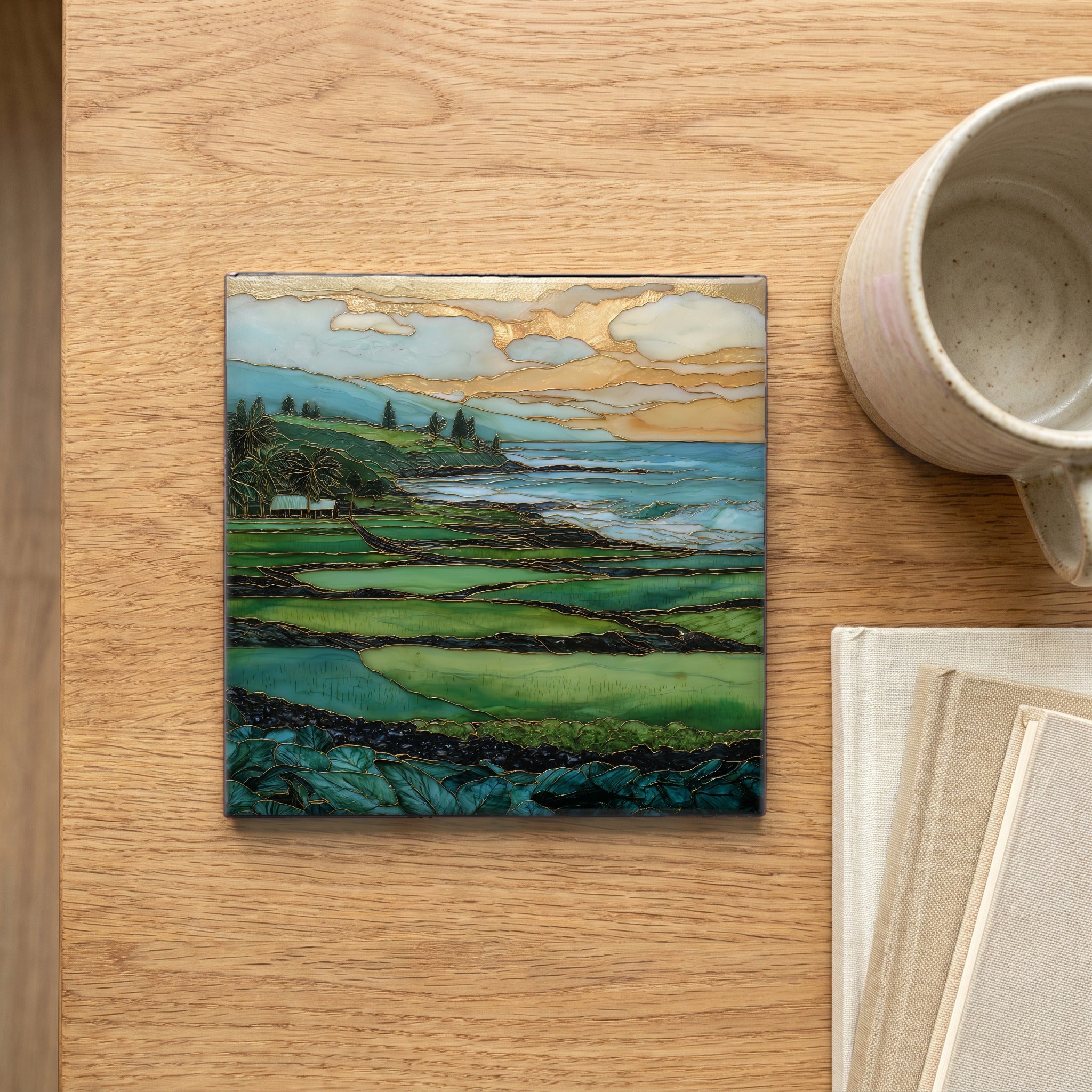 Keanae Peninsula Maui Ceramic Art Tile — scale
