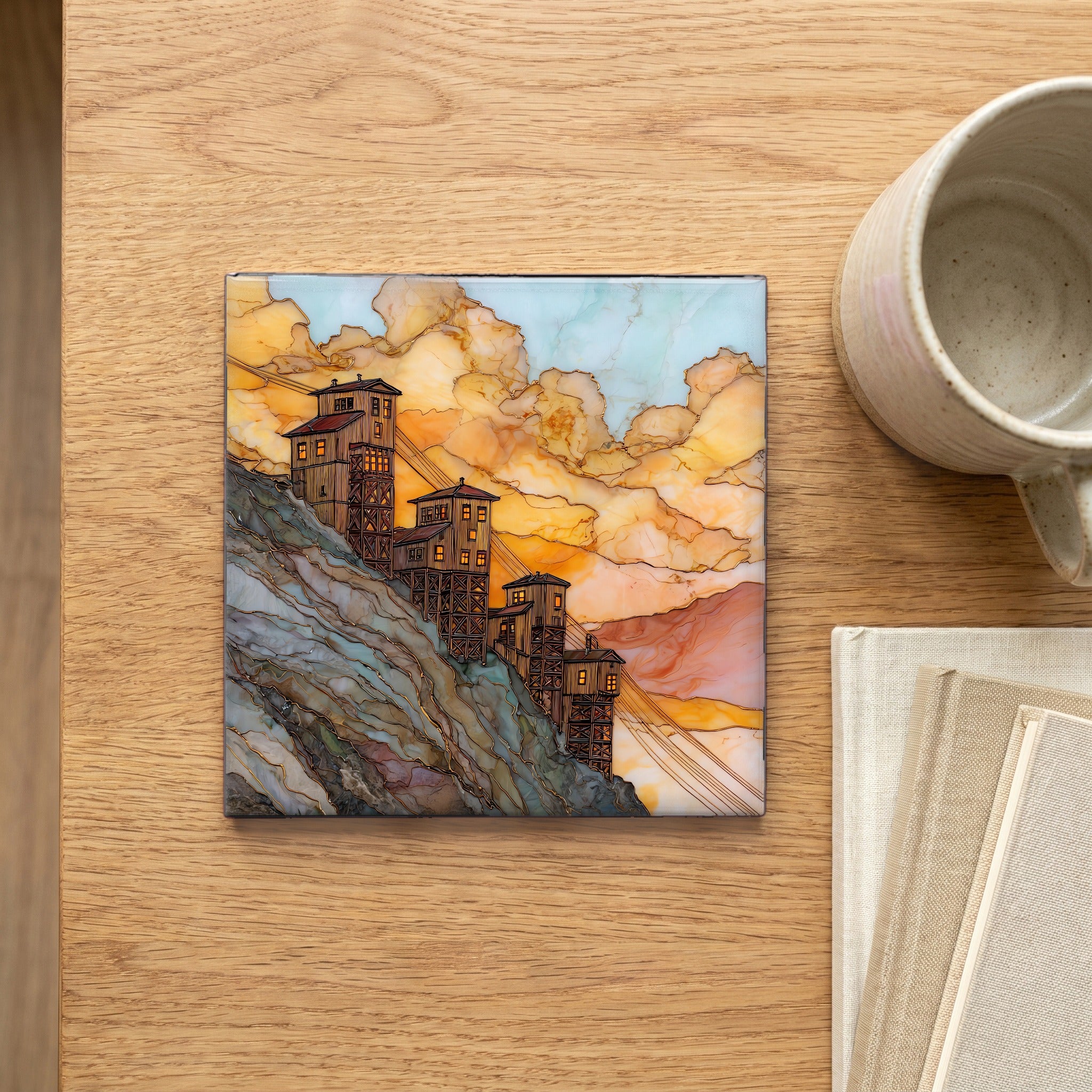 Liberty Bell Mine Telluride San Juans Ceramic Art Tile — scale
