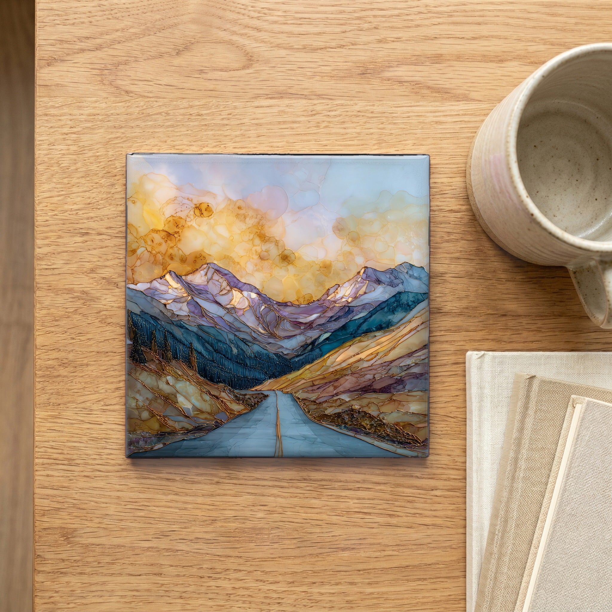 Cottonwood Pass paved summit Sawatch Range Ceramic Art Tile — scale