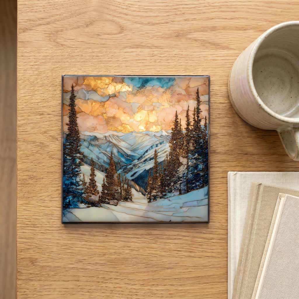 Wolf Creek powder San Juans Ceramic Art Tile — scale