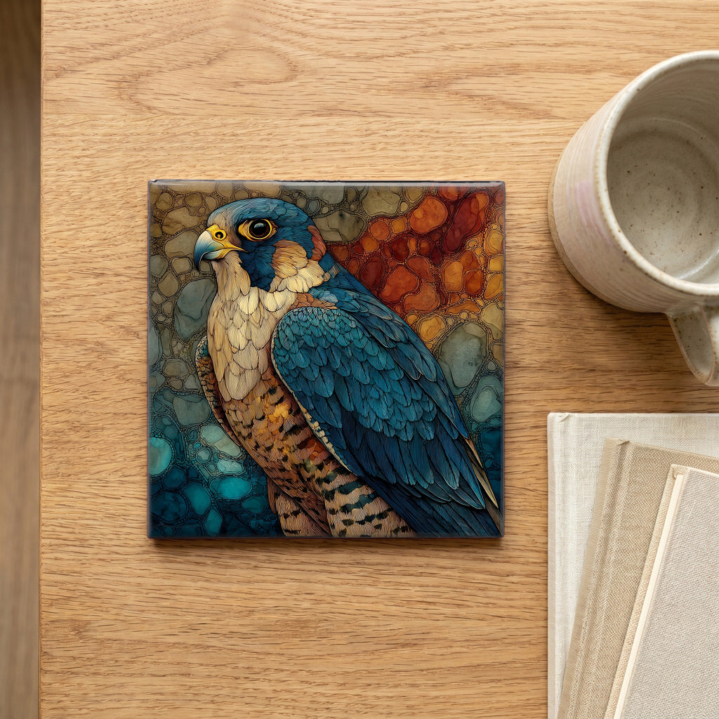 a peregrine falcon perched — scale